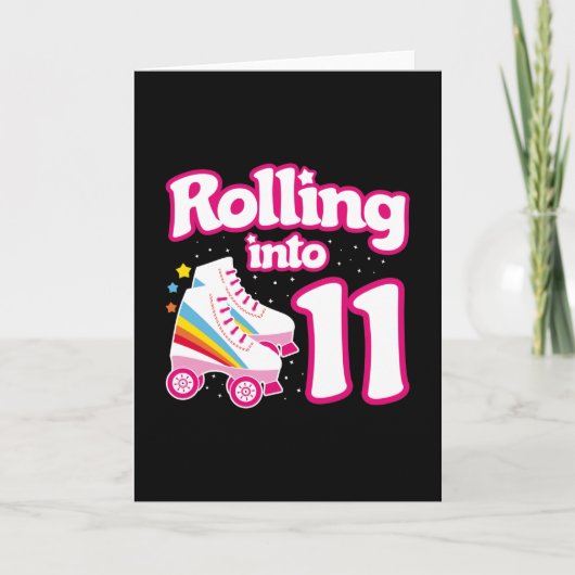 Kinderen Schaatsfeestje - 11e Verjaardag - Roller  Kaart (Voorkant)