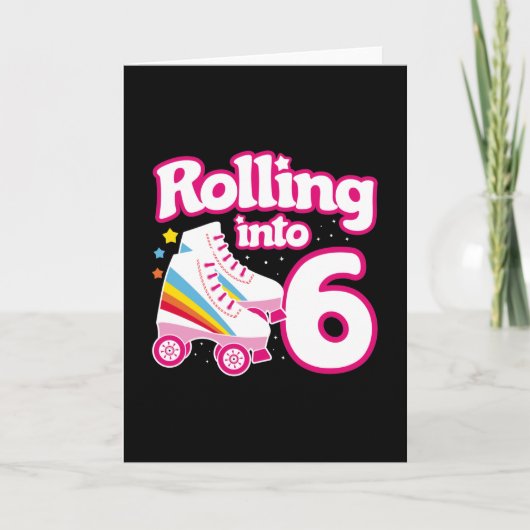 Kinderen Schaatsfeestje - 6e Verjaardag - Roller S Kaart (Voorkant)
