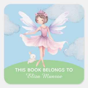 Kinderen Schattig Dit Boek Is Van Fee Ballerina Vierkante Sticker