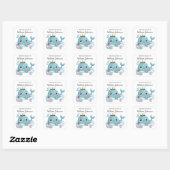 Kinderen Schattige Blauwe Walvis Ex-Libris Vierkante Sticker (Vel)