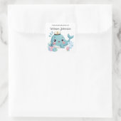 Kinderen Schattige Blauwe Walvis Ex-Libris Vierkante Sticker (Tas)