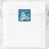 Kinderen Schattige Blauwe Walvis Ex-Libris Vierkante Sticker (Tas)