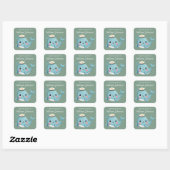 Kinderen Schattige Blauwe Walvis Ex-Libris Vierkante Sticker (Vel)