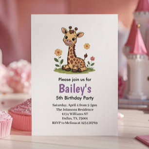 Kinderen Schattige Giraffe Jungle Verjaardagsfeest Kaart