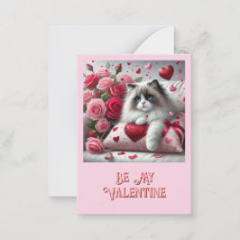 Kinderen Schattige Kat Valentijnsdag Klaslokaal  Notitiekaartje