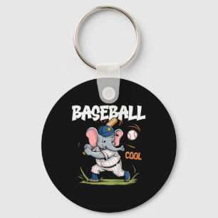 Kinderen Schattige Olifant Spelend Honkbal Voor Jo Sleutelhanger