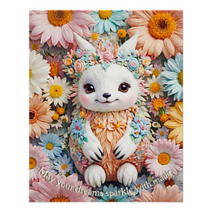 Kinderen Schattigee Fantasy Spring Vriend- Pastel  Perfect Poster