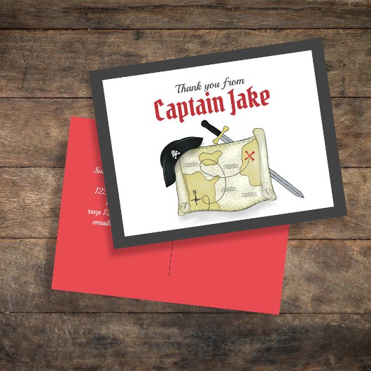 Kinderen Schattigee Pirate Custom Bedankt Card Briefkaart