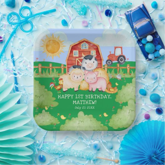 Kinderen Schattigee Red Barnyard Boerderijdieren Papieren Bordje (Feest)