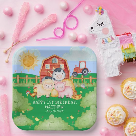 Kinderen Schattigee Red Barnyard Boerderijdieren Papieren Bordje (Feest)