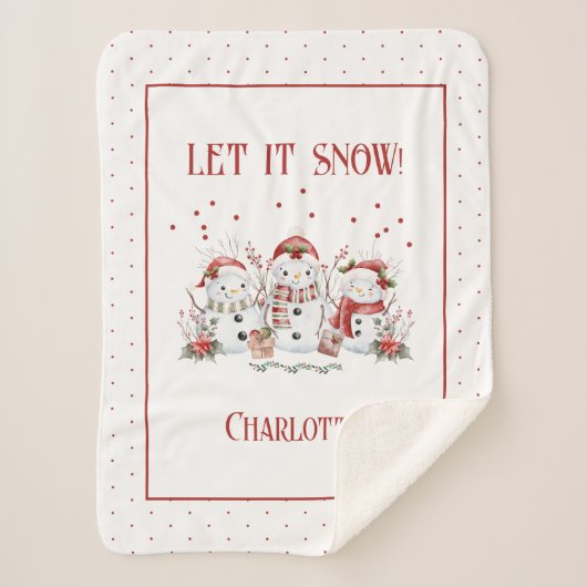 Kinderen Schattigee sneeuwman laat het sneeuwen me Sherpa Deken (Voorkant)