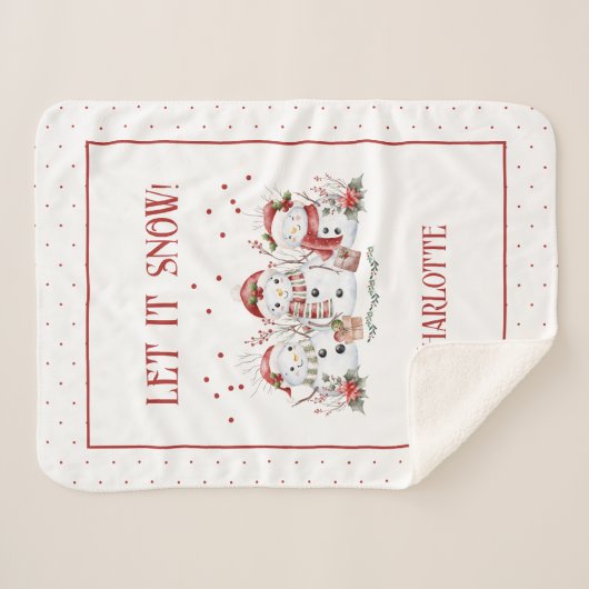 Kinderen Schattigee sneeuwman laat het sneeuwen me Sherpa Deken (Voorkant (horizontaal))