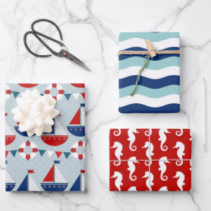 Kinderen Scheepvaart Patroon Inpakpapier Vel