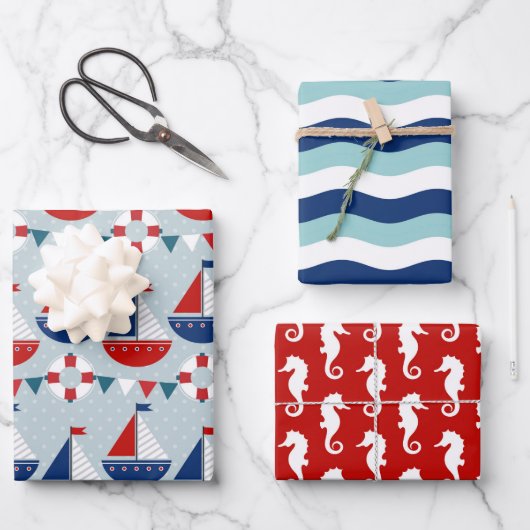 Kinderen Scheepvaart Patroon Inpakpapier Vel (Voorkant)