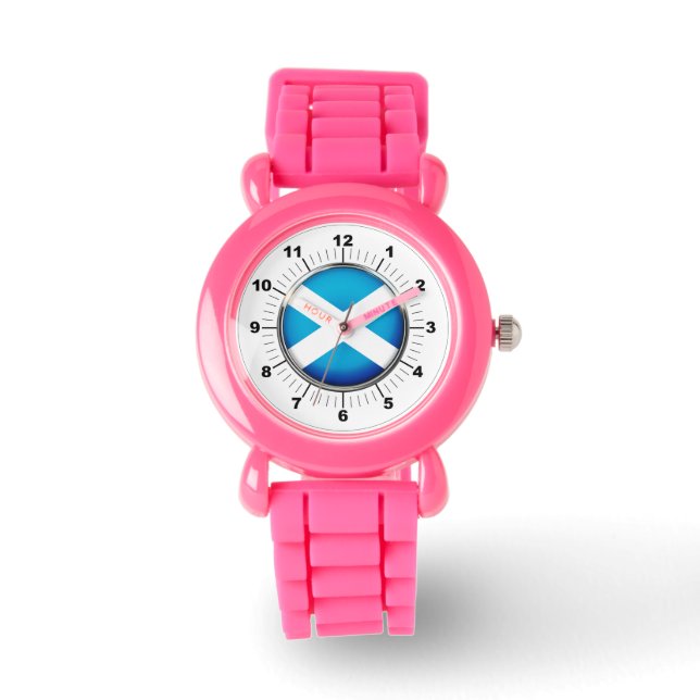 Kinderen Schotse vlag Roze Glitter Strap Horloge (Voorkant)