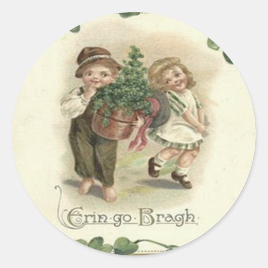 Kinderen Shamrock Erin Go Bragh Ronde Sticker (Voorkant)