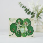  Kinderen Shamrock Souvenir St Patrick's Briefkaart (Staand voorkant)
