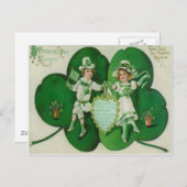  Kinderen Shamrock Souvenir St Patrick's Briefkaart (Voorkant / Achterkant)
