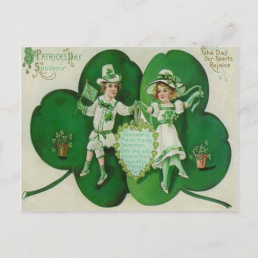  Kinderen Shamrock Souvenir St Patrick's Briefkaart (Voorkant)