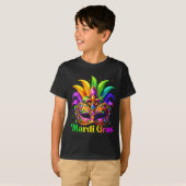 Kinderen Shirt Mardi Gras Carnaval Kralen Masker (Voorkant volledig)