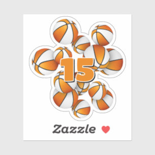 kinderen shirt nummer oranje witte basketbal sticker