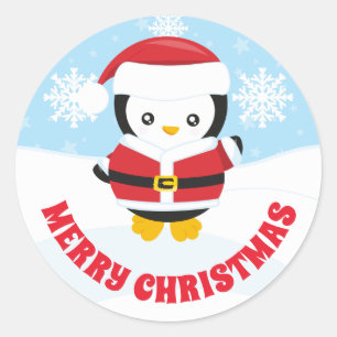 Kinderen Sinterklaas Outfit Pinguïn Prettig Kerstf Ronde Sticker
