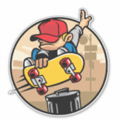 Kinderen Skateboarder Sticker (Voorkant)