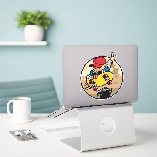 Kinderen Skateboarder Sticker (Laptop op bureau)