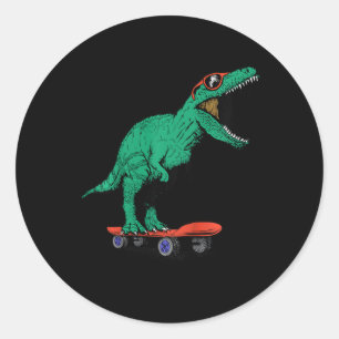 Kinderen Skater Skateboarden T-rex Dinosaur Ck naa Ronde Sticker