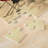 Kinderen skiën, een vintage winters beeld legpuzzel (Zijkant)