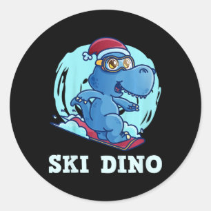 Kinderen Skiën Kinderen Ski Dino Grappige Skiloper Ronde Sticker