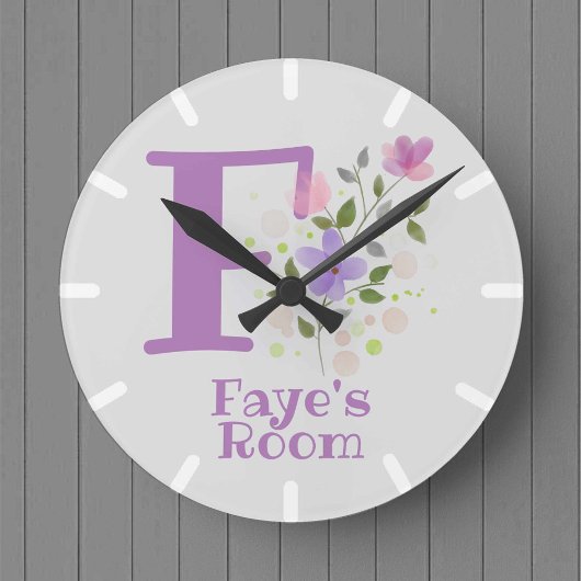 Kinderen Slaapkamer Klok met Naam Faye & Initiaal