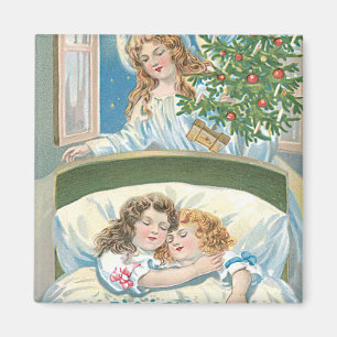 Kinderen Slapen Engel Kerstboom Venster Magneet