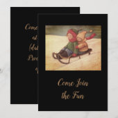 Kinderen sleden sleeën kaart (Voorkant / Achterkant)