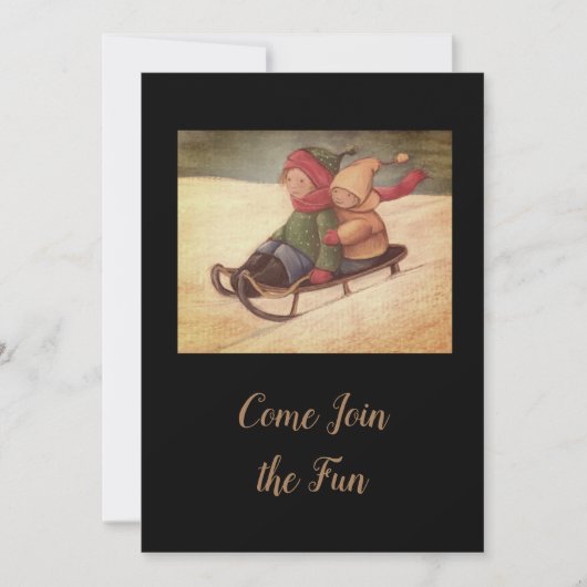 Kinderen sleeën kaart (Voorkant)