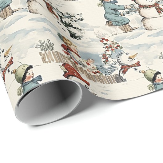  Kinderen Sneeuwman Cadeaupapier (Rol Hoek)