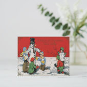 Kinderen Sneeuwpop Winter Sneeuw Briefkaart (Staand voorkant)