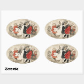Kinderen Sneeuwslee & Boom Ovale Sticker (Vel)