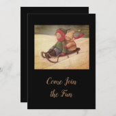 Kinderen sneeuwsleeën kaart (Voorkant / Achterkant)