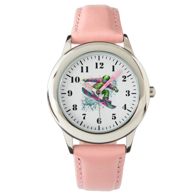 Kinderen Snowboarder Horloge (Voorkant)