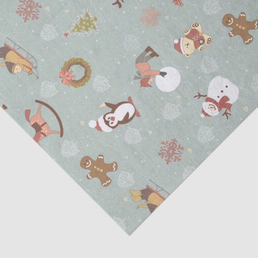 Kinderen, Snowman en Gingerbrood Tissuepapier (Detail)