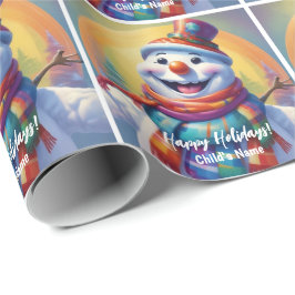 Kinderen Snowman Gepersonaliseerde Gift Wrap HAMby Cadeaupapier