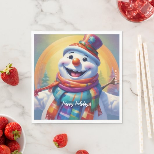 Kinderen Snowman Paper Napkins HAMbyWG Servet (Insitu)