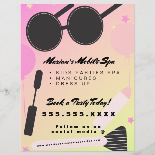 Kinderen Spa Bus Feest Verhuur Gradiënt Flyer (Voorkant)