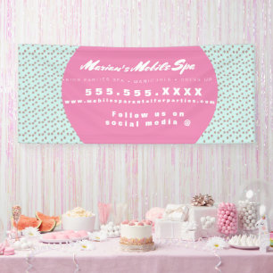 Kinderen Spa Bus Feest Verhuur Roze Stippen Spandoek