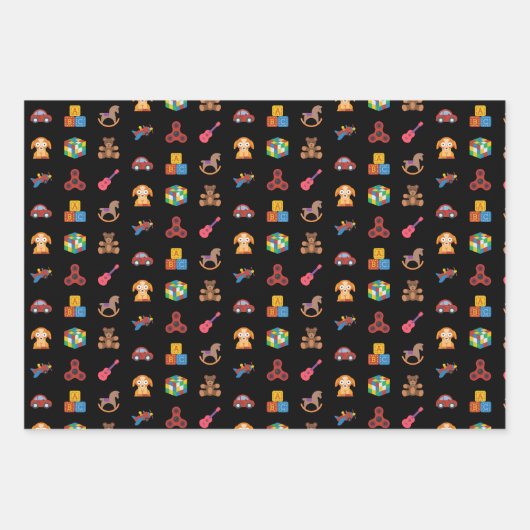 Kinderen Speelgoed Icons Verpakkingsdocument Inpakpapier Vel (Voorkant)