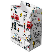 Kinderen Speels Vervoer Patroon Medium Cadeauzakje (Voorkant Gekanteld)