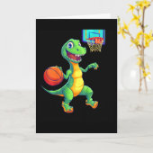 Kinderen Speelse Dinosaurus Schets Speler Ontwerp  Kaart (Gele Bloem)