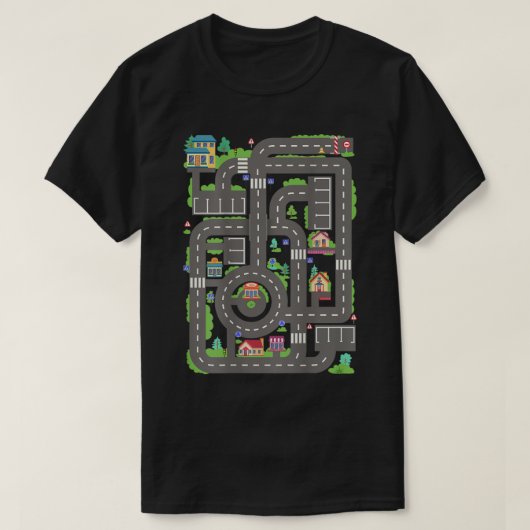 Kinderen spelen auto's op Pap Race Track Mat Fathe T-shirt (Design voorkant)