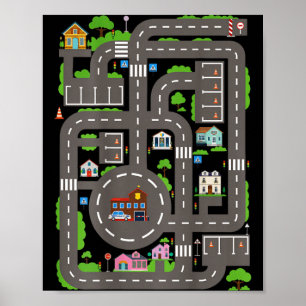 Kinderen spelen auto's op vaders rug grappige Vade Poster